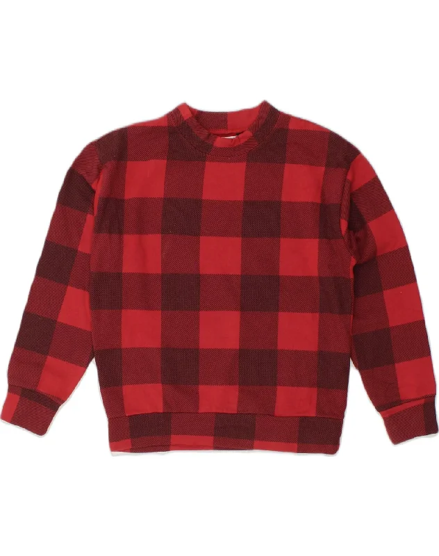 O'NEILL Womens Sweatshirt Jumper UK 14 Medium Red Check Cotton