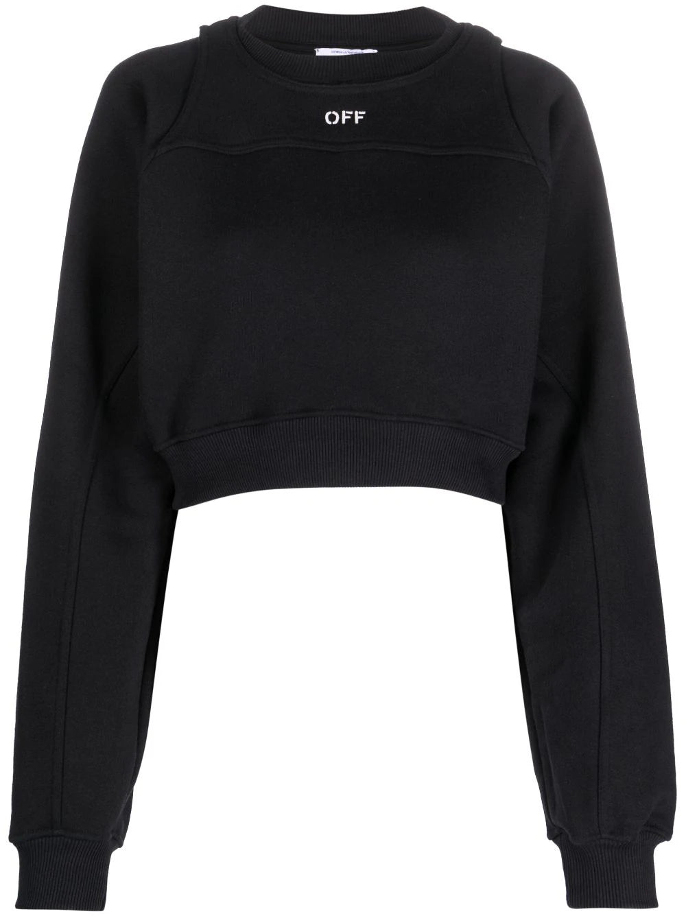 Off White Women Off Stamp Round Crop Crewneck Black White