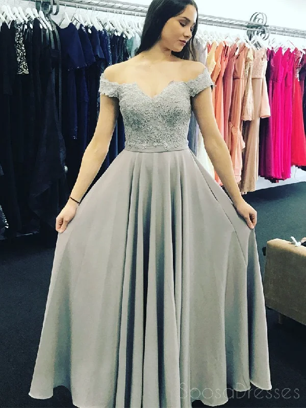 Season Finale Sale Simple Fashion Off Shoulder Grey Lace Floor Length Custom Long Evening Prom Dresses, 17378 Season Finale Sale Simple Fashion Off Shoulder Grey Lace Floor Length Custom Long Evening Prom Dresses, 17378