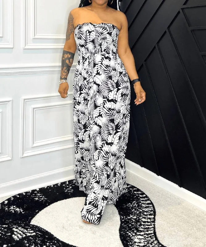 Blooming Beauty Maxi Dress In Black/white