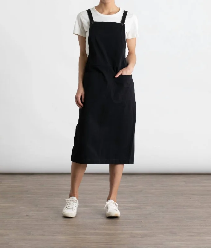 Renee Dungaree Dress In Black