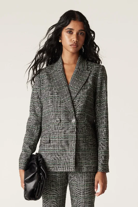 Lennon Check Blazer - Green Check