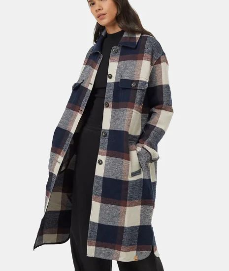 Heavy Weight Flannel Long Jacket - Midnight Blue/Cabin