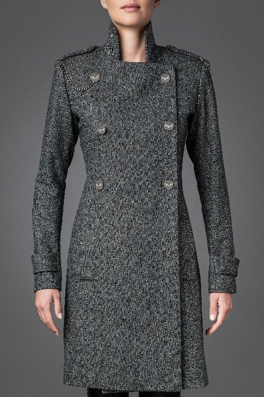 Women's Wool Coat - Autonomy Grey & Blue