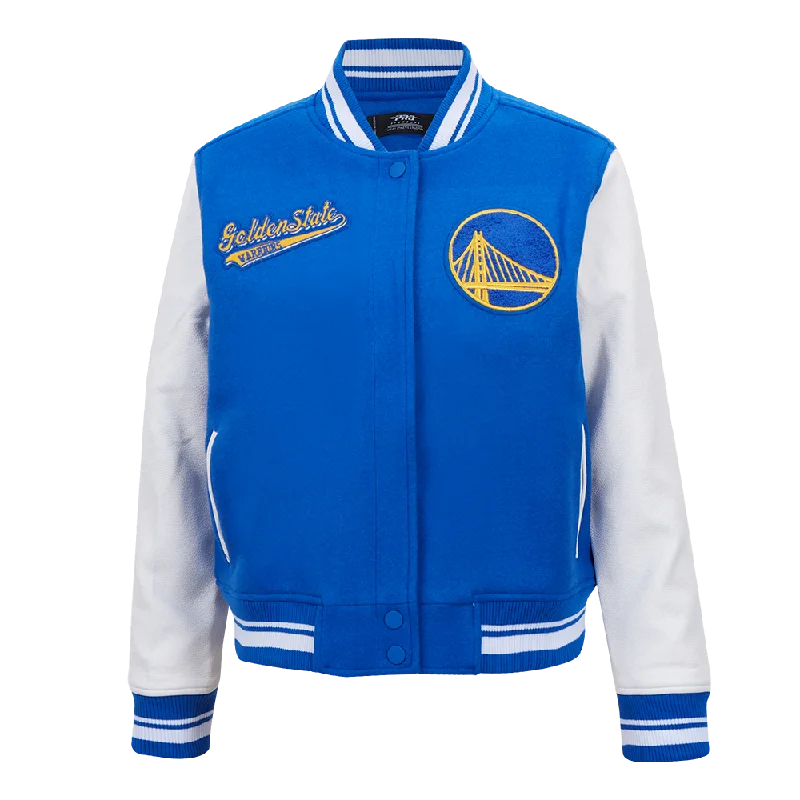 CHAMARRA UNIVERSITARIA NBA GOLDEN STATE WARRIORS SCRIPT TAIL PARA MUJER