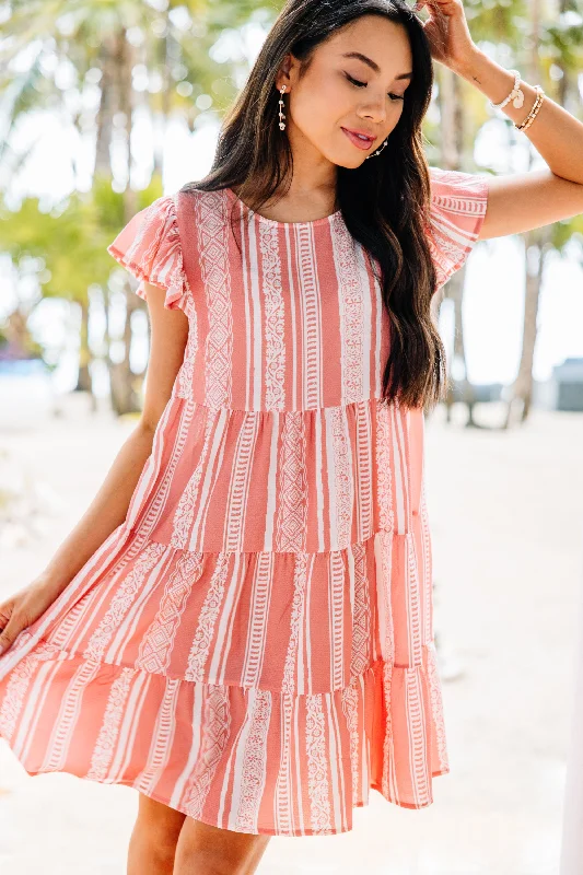 Just A Feeling Rose Pink Aztec Striped Dress