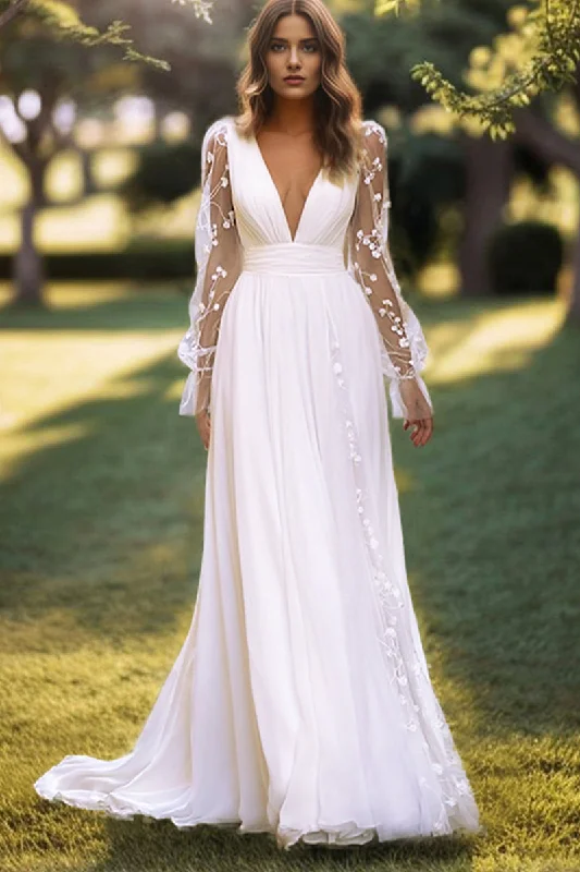 YEAR-End Sale Whispering Love Long Sleeve A-Line Wedding Dress