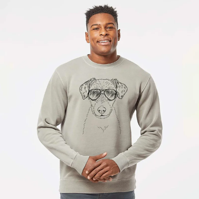 Aviator Kozmo the Jack Russell Terrier - Unisex Pigment Dyed Crew Sweatshirt