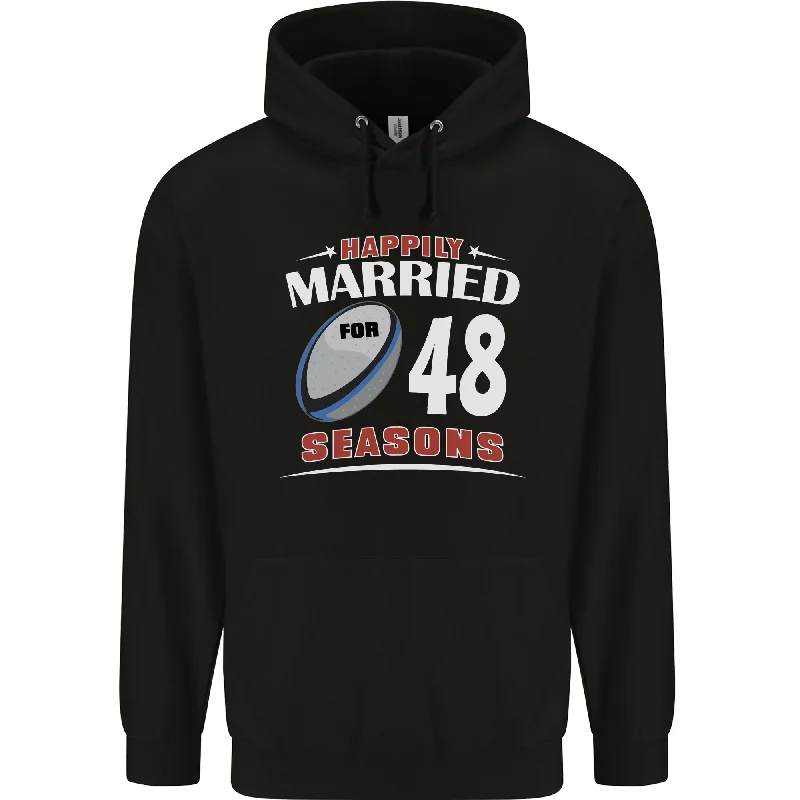 48 Year Wedding Anniversary 48th Rugby Mens 80% Cotton Hoodie