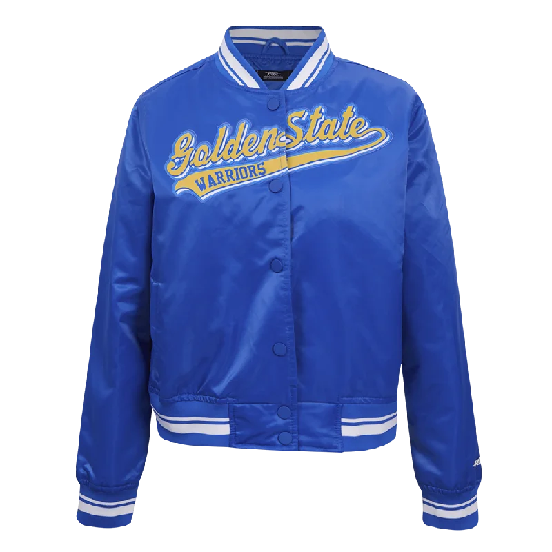 CHAMARRA DE SATÉN NBA GOLDEN STATE WARRIORS SCRIPT TAIL PARA MUJER