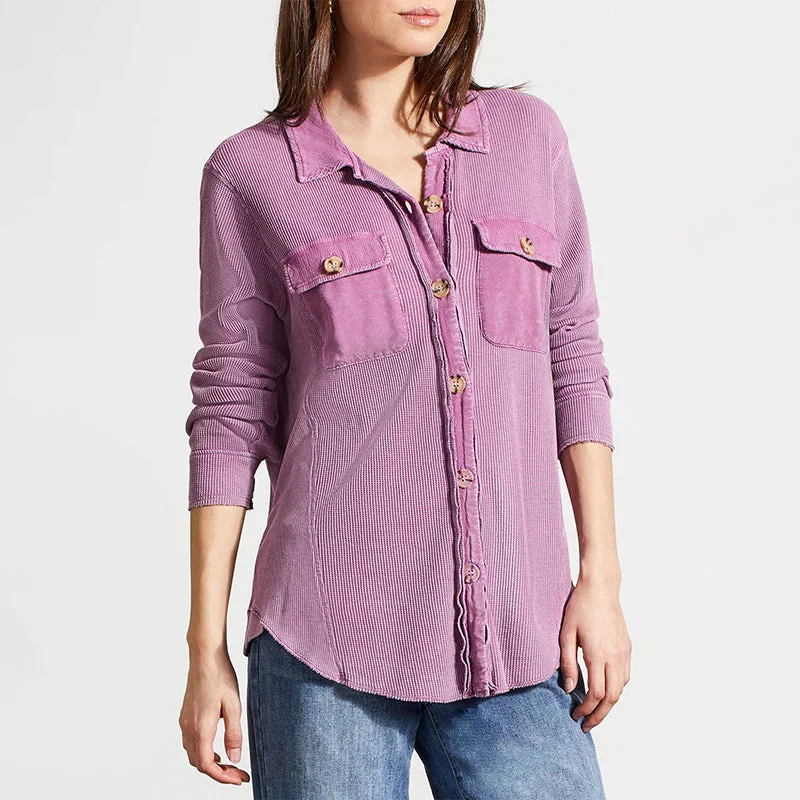 Cotton Button-Up Grape Shacket