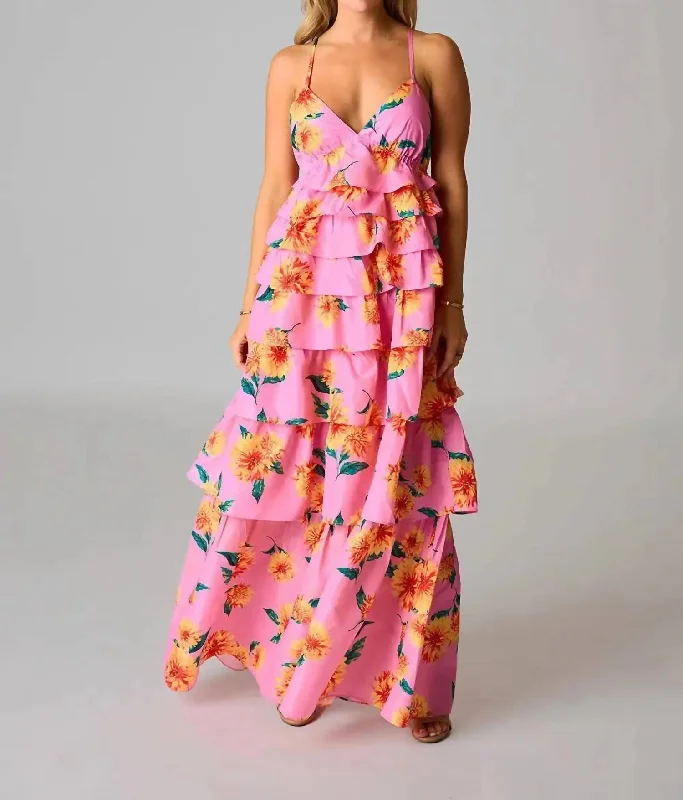 Callie Tiered Maxi Dress In Sunflower