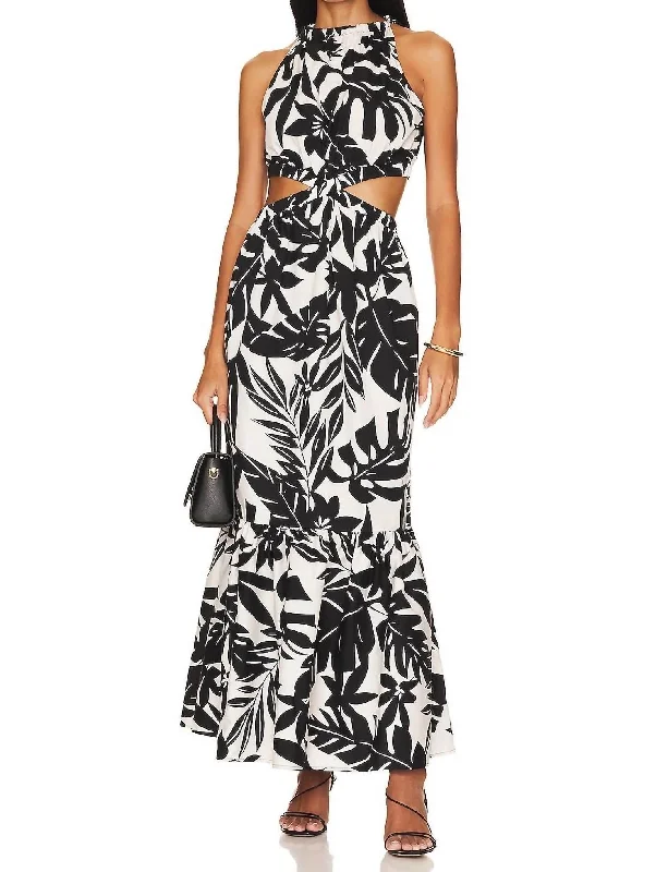 Jules Cut-Out Maxi Dress In Black/ivory