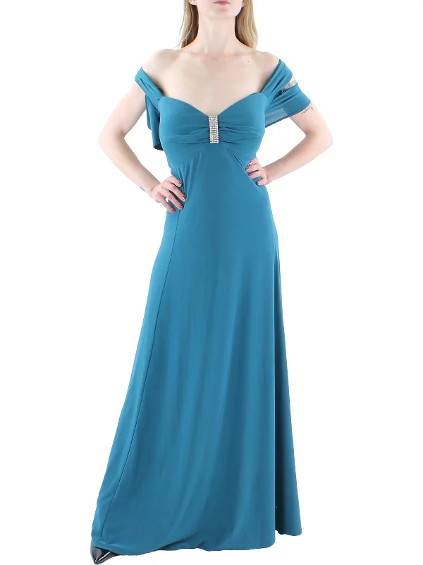 Plus Womens Cold Shoulder Formal Evening Dress