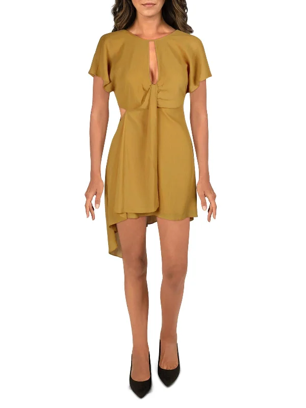 Womens Chiffon Twisted Front Cocktail Dress