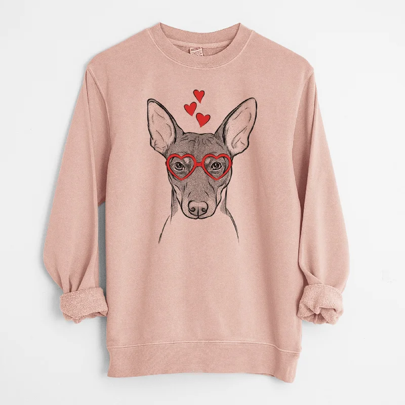 Valentine Knox the Rat Terrier - Unisex Pigment Dyed Crew Sweatshirt