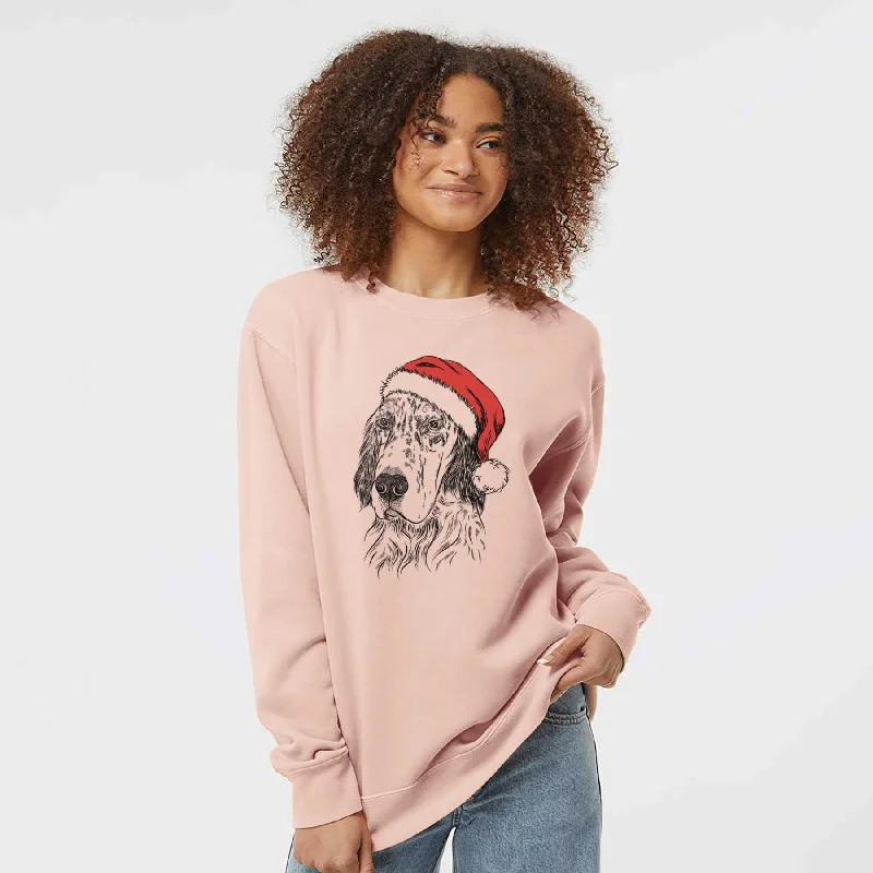 Santa Hutch the English Setter - Unisex Pigment Dyed Crew Sweatshirt